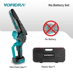 YOFIDRA 8 Inch Brushless Electric Chainsaw Cordless Woodworking Pruning Saw Garden Cutting Power Tool For Makita 21V Battery Pin
