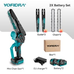 YOFIDRA 8 Inch Brushless Electric Chainsaw Cordless Woodworking Pruning Saw Garden Cutting Power Tool For Makita 21V Battery Pin