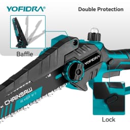 YOFIDRA 8 Inch Brushless Electric Chainsaw Cordless Woodworking Pruning Saw Garden Cutting Power Tool For Makita 21V Battery Pin