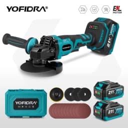 YOFIDRA 125MM Brushless Electric Angle Grinder 3000W 3Gears Polishing Cutting Machine Wood Power Tool For Makita 21V Battery Pin