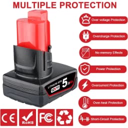 1/2/4 Pcs 5.0Ah M12 Li-on Replace for MilWaukee 12V Battery Pin 48-11-2460 48-11-2412 48-11-2401 48-11-2440 and Cordless Tool