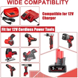 1/2/4 Pcs 5.0Ah M12 Li-on Replace for MilWaukee 12V Battery Pin 48-11-2460 48-11-2412 48-11-2401 48-11-2440 and Cordless Tool