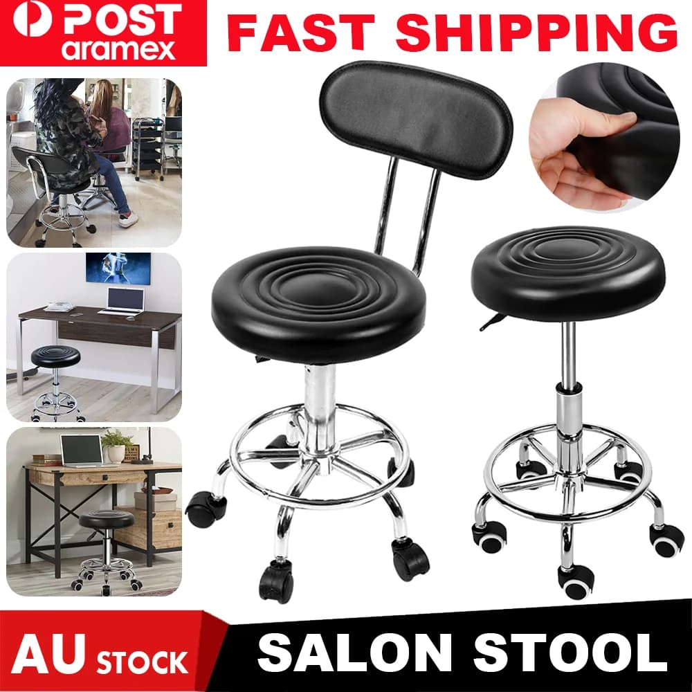 With/Without Backrest Salon Stool Hairdressing PU Chair Barber Equipment Beauty Swivel Hydraulic Lift