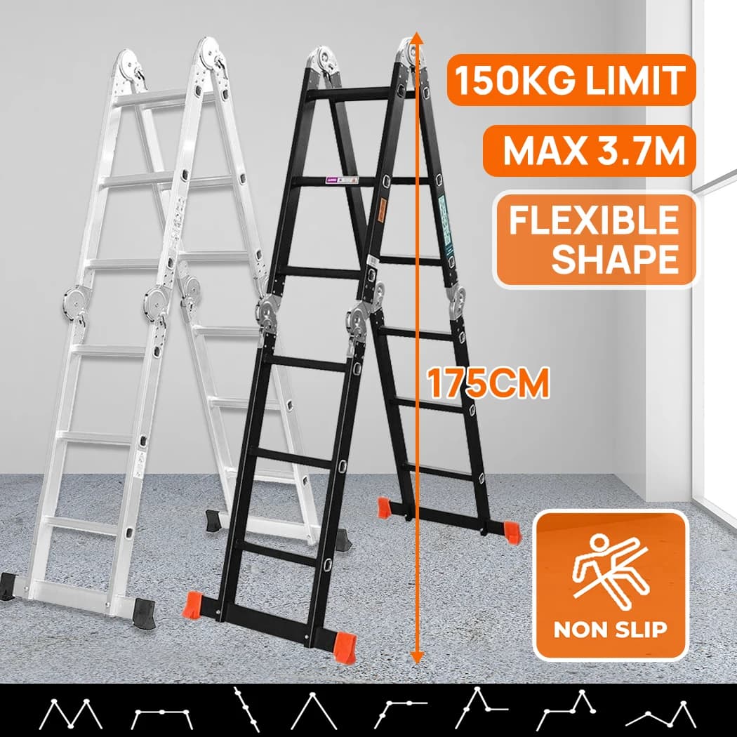 PORIYA 3.7M Multi Purpose Ladder Aluminium Folding Extension Adjustable Step New Fold