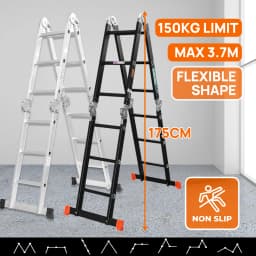 PORIYA 3.7M Multi Purpose Ladder Aluminium Folding Extension Adjustable Step New Fold