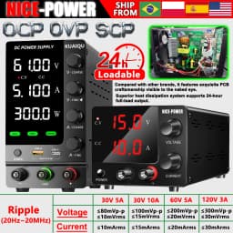 Nice-Power Adjustable Lab Power Supply, DC Switching Power Supply 30V 60V 120V, OCP/OVP/SCP/OTP/OUTPUT/24h Full Loadable, LOCAL+