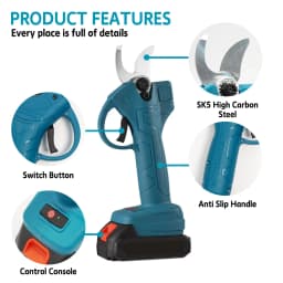 PORIYA Brushless 40mm Electric Pruning Shear Secateur for 36V Makita Battery Cordless Pruning Scissors Power Tools
