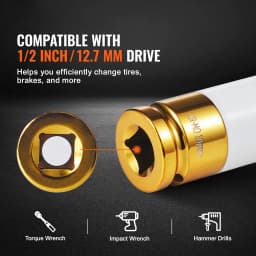 SucceBuy Lug Nut Impact Socket Set1/2in Drive Metric SAE 6-Point Deep Socket Set 8 Total Lug Nut Sizes CR-MO Wheel Socket Set