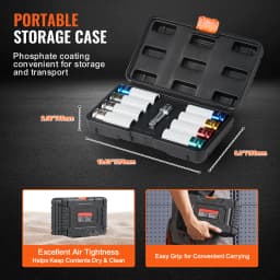 SucceBuy Lug Nut Impact Socket Set1/2in Drive Metric SAE 6-Point Deep Socket Set 8 Total Lug Nut Sizes CR-MO Wheel Socket Set