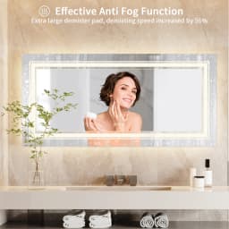 LUVODI Large Bathroom Mirror with Lights Double Sink Full Length Dimmable Triple Color Light Illuminated Dressing Salon Mirror