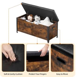 Wooden Storage Chest with Hinges Metal Frame Toy Chest Organizer Entryway Shoe Bench for Hallway Bedroom Living Room