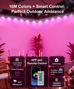 30M Permanent Outdoor Lights- 98 FT Smart RGB Outdoor Lights with Remote APP Control, IP67 Waterproof Outside Light for House