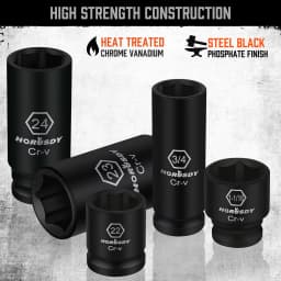 HORUSDY 66Pc 1/2" Impact Socket Set Metric & SAE Deep Sockets Ratchet Wrench
