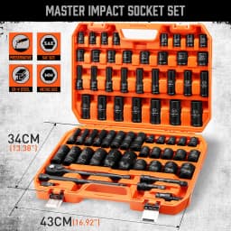HORUSDY 66Pc 1/2" Impact Socket Set Metric & SAE Deep Sockets Ratchet Wrench