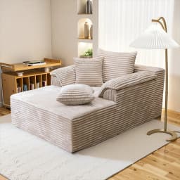 High Resilience Sponge Single Sofa 61 Inch Rabbit Fur Fabric Deep Seat Design for Living Room Bedroom Apartment