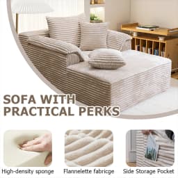 High Resilience Sponge Single Sofa 61 Inch Rabbit Fur Fabric Deep Seat Design for Living Room Bedroom Apartment