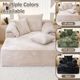 High Resilience Sponge Single Sofa 61 Inch Rabbit Fur Fabric Deep Seat Design for Living Room Bedroom Apartment