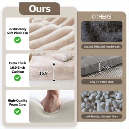 High Resilience Sponge Single Sofa 61 Inch Rabbit Fur Fabric Deep Seat Design for Living Room Bedroom Apartment