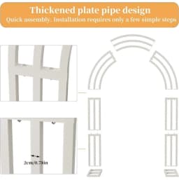 Large White Wedding Arch Stand: 3-Layer Garden Backdrop Metal Frame 200X60X260...-
