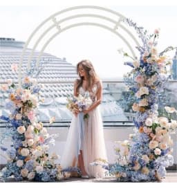 Large White Wedding Arch Stand: 3-Layer Garden Backdrop Metal Frame 200X60X260...-