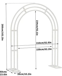 Large White Wedding Arch Stand: 3-Layer Garden Backdrop Metal Frame 200X60X260...-