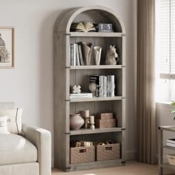 5-Tier Arch Bookcase,1.82m Tall Arched Bookshelf, Display Rack Wood Book Shelf, Open Storage Shelf for Living Room,Home, Office