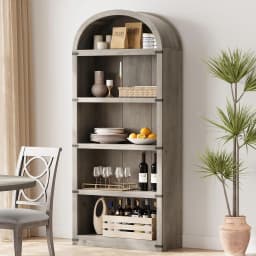 5-Tier Arch Bookcase,1.82m Tall Arched Bookshelf, Display Rack Wood Book Shelf, Open Storage Shelf for Living Room,Home, Office