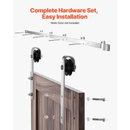 SucceBuy 6.6FT Sliding Barn Hardware Kit 330 LBS Capacity w/ 36 to 40 Inches Width & 1-3/8 to 1-3/4 Inche Track & J-shape Roller