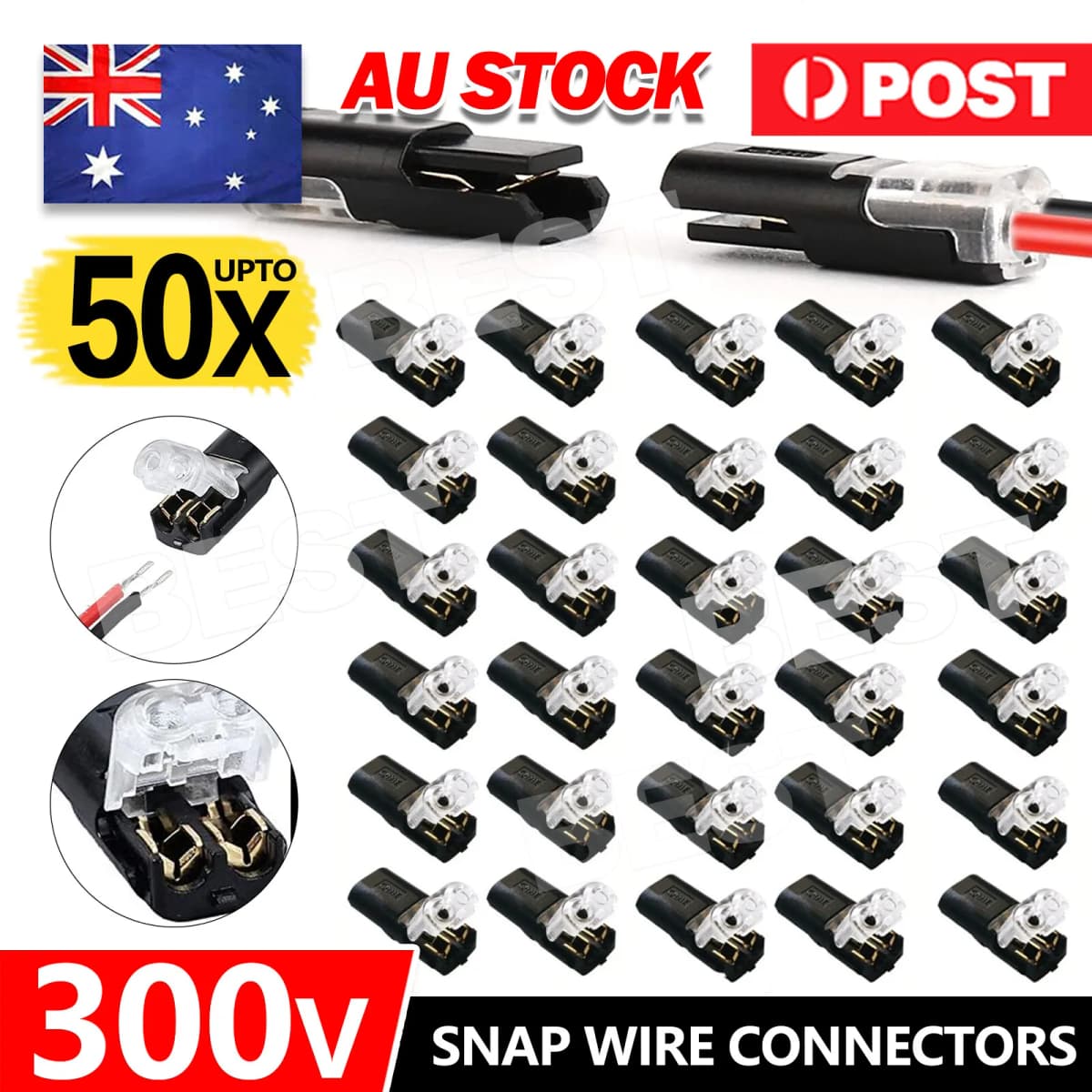 10-50X 12V Wire Cable Snap Plug in Connector Terminal Connections Joiners Car Auto