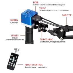 YIZHAN 4K 60MP UHD Electron Digital Microscope IMX415 HDMI Type-C Industrial Welding Camera 150X Zoom Lens Metal Stand 1080P
