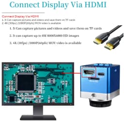 YIZHAN 4K 60MP UHD Electron Digital Microscope IMX415 HDMI Type-C Industrial Welding Camera 150X Zoom Lens Metal Stand 1080P