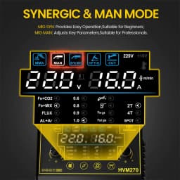HZXVOGEN 6 in 1 Aluminum Welding Machine MMA/Gasless MIG/Gas MIG/HF TIG/Spot Welder/Plasma Cutter 2/4T Synergic Control HVM270