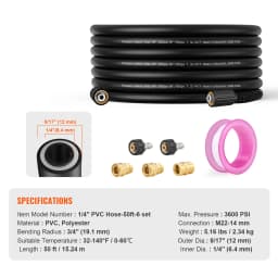 SucceBuy Pressure Washer Hose Kink Free M22-14mm Brass Thread Replacement For Most Brand Pressure Washers 3/4'' Bending Radius