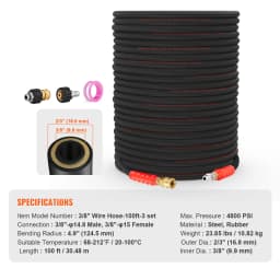 SucceBuy Pressure Washer Hose Kink Free M22-14mm Brass Thread Replacement For Most Brand Pressure Washers 3/4'' Bending Radius