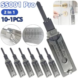 10-1pcs SS001 Pro Stainless Steel Key Decoder 2 In 1 Precision Hook & Pick Set Lock Decoder O-ring Pickup Kit Maintenance Tools