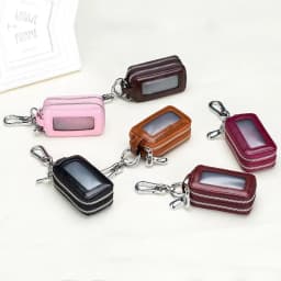 Unisex Fashion Solid Genuine Leather Double Layers Car and Home Key Holder Key Case Housekeeper Organizer Wallet For Keys
