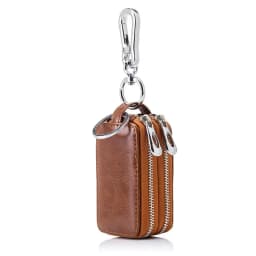 Unisex Fashion Solid Genuine Leather Double Layers Car and Home Key Holder Key Case Housekeeper Organizer Wallet For Keys