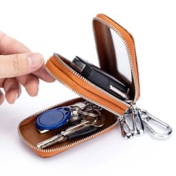 Unisex Fashion Solid Genuine Leather Double Layers Car and Home Key Holder Key Case Housekeeper Organizer Wallet For Keys