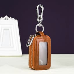 Unisex Fashion Solid Genuine Leather Double Layers Car and Home Key Holder Key Case Housekeeper Organizer Wallet For Keys