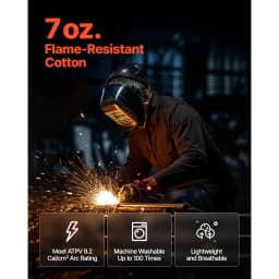 SucceBuy Flame Resistant Welding Jacket 7oz. FR Shirts for Men Machine Washable Cotton Heat-Resistant Welding Shirt - XL Size
