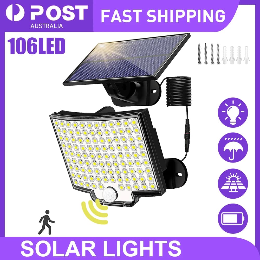 Solar split wall light 106LED remote control human body sensing wall light outdoor