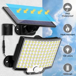 Solar split wall light 106LED remote control human body sensing wall light outdoor