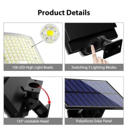 Solar split wall light 106LED remote control human body sensing wall light outdoor