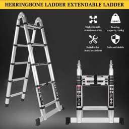 3.2/3.8/4.4/5M Telescopic Aluminium Ladder Extension Extendable Step Folding