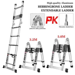 3.2/3.8/4.4/5M Telescopic Aluminium Ladder Extension Extendable Step Folding