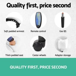 8 Point Heated Massage Office Chair Recliner PU Leather White Ergonomic Adjustable Relaxation Chair