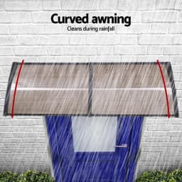 Window Door Awning 0.8x2m Brown Outdoor Rain Sun Shelter Canopy Polycarbonate Wall Mounted Porch Cover