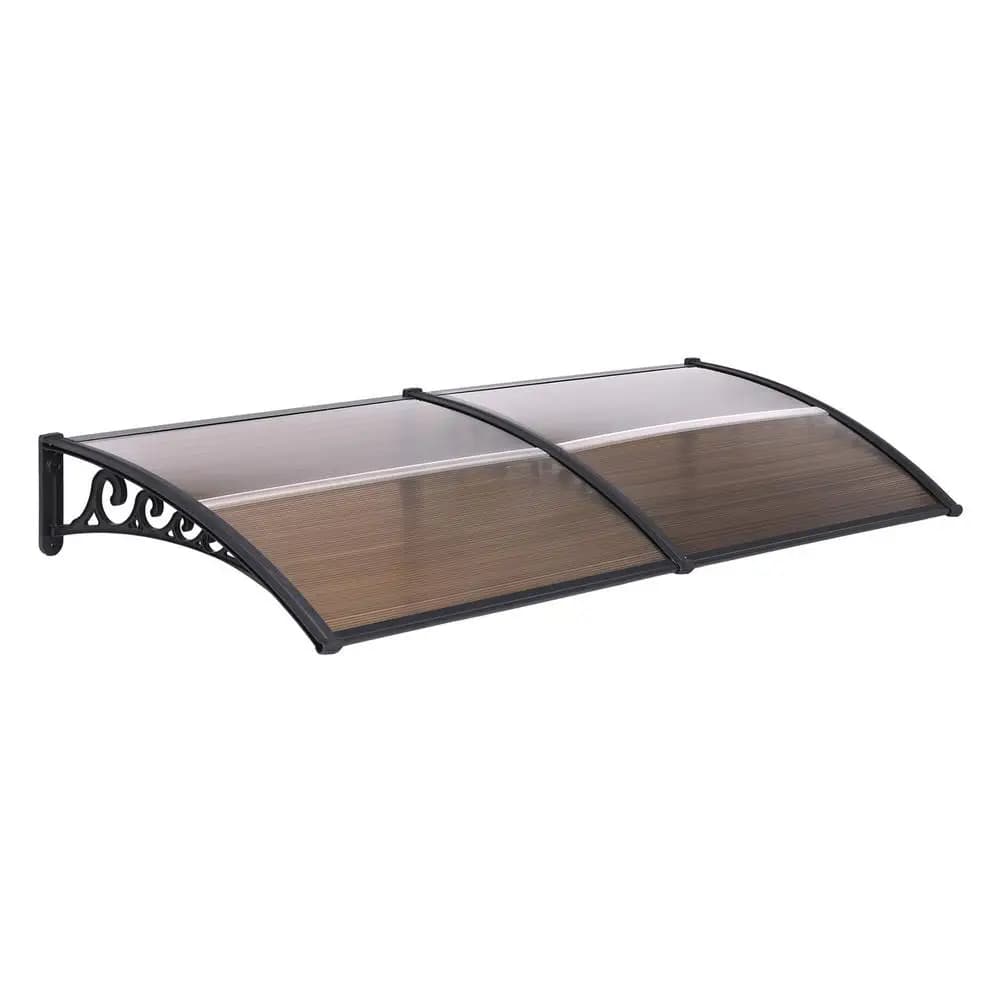 Window Door Awning 0.8x2m Brown Outdoor Rain Sun Shelter Canopy Polycarbonate Wall Mounted Porch Cover
