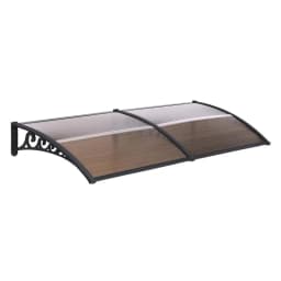 Window Door Awning 0.8x2m Brown Outdoor Rain Sun Shelter Canopy Polycarbonate Wall Mounted Porch Cover