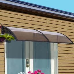 Window Door Awning 0.8x2m Brown Outdoor Rain Sun Shelter Canopy Polycarbonate Wall Mounted Porch Cover